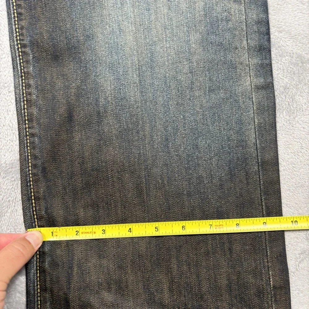 Ed Hardy Jeans Blue Harsn Eddie Original Denim Button Fly Spell Out Men's 33x32